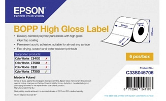 C33S045706 Epson BOPP High Gloss Label - Die-cut Roll: 76mm x 127mm, 1150 labels бумага